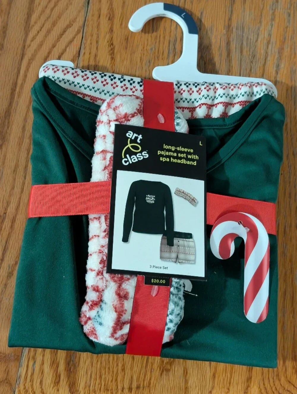 Christmas Holiday Pajama Set Girls Large - Long Sleeve Top w Shorts & Headband
